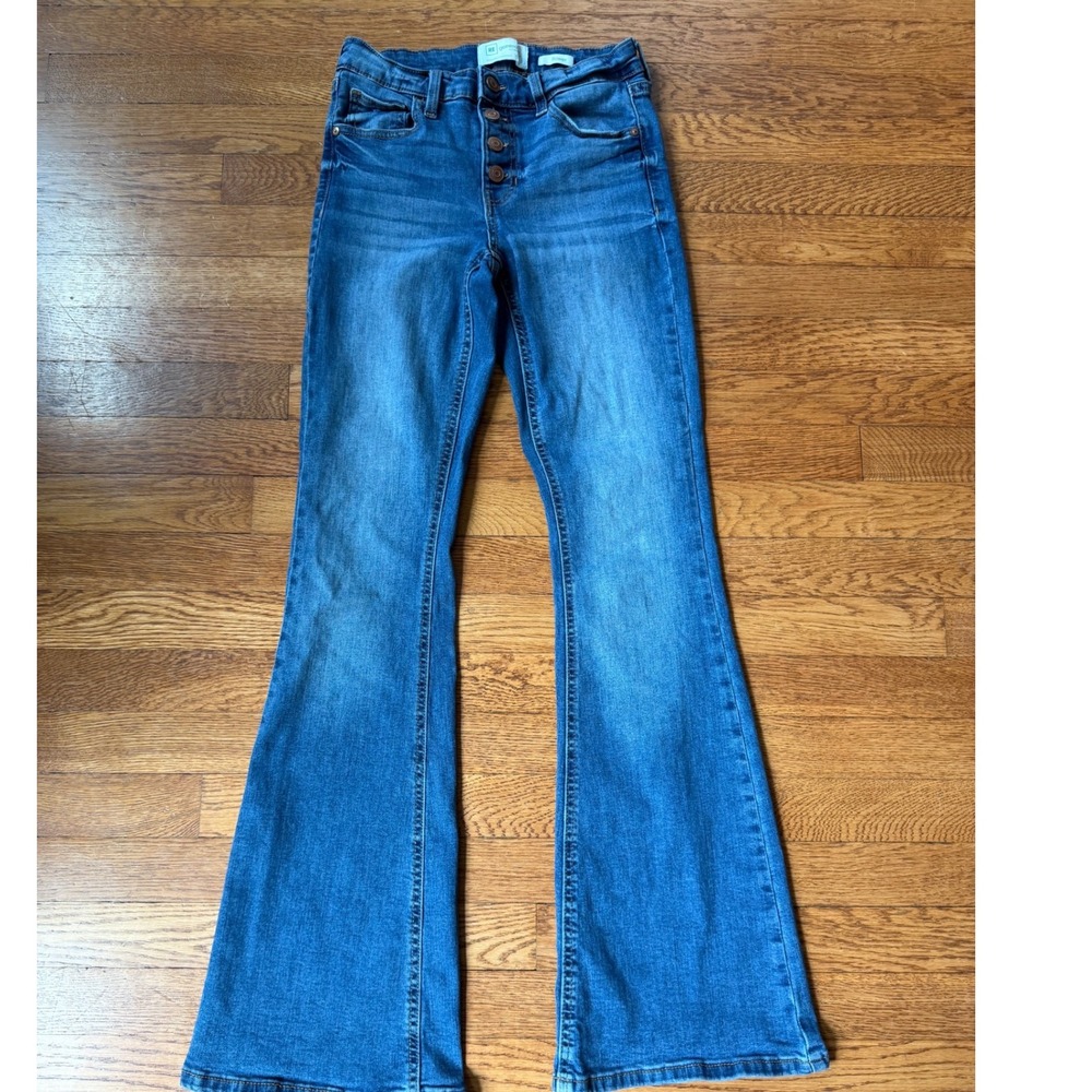 RE generation by Celebrity Pink Flower High Rise Flare Jeans Medium Wash 1/25